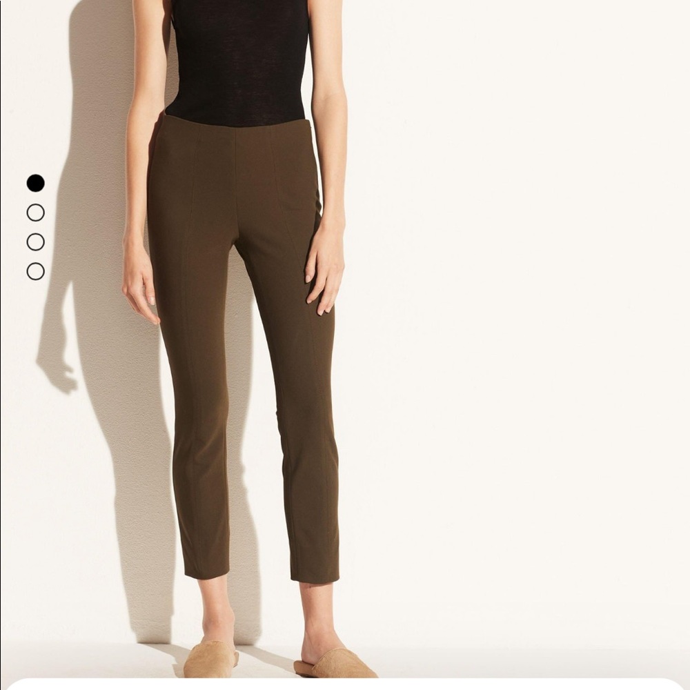 Vince front seam leggings size 10 green ankle length skinny leg